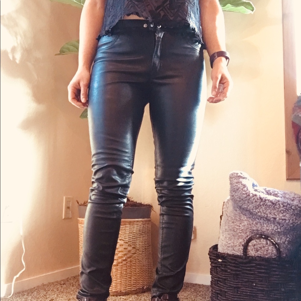 Faux leather pants